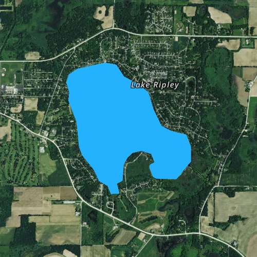 Fly fishing map for Lake Ripley, Wisconsin