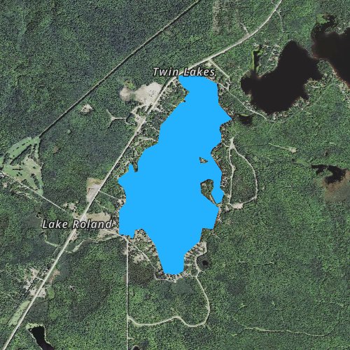 Fly fishing map for Lake Roland, Michigan