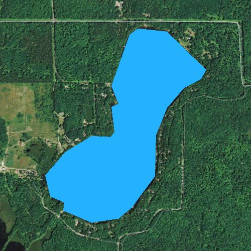 Fly fishing map for Lake Tahkodah, Wisconsin