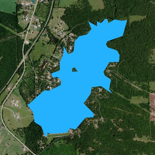 Fly fishing map for Lake Timpson, Texas