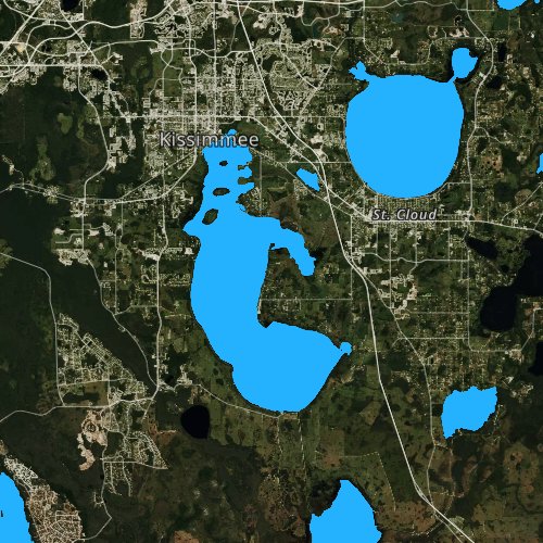 Fly fishing map for Lake Tohopekaliga, Florida