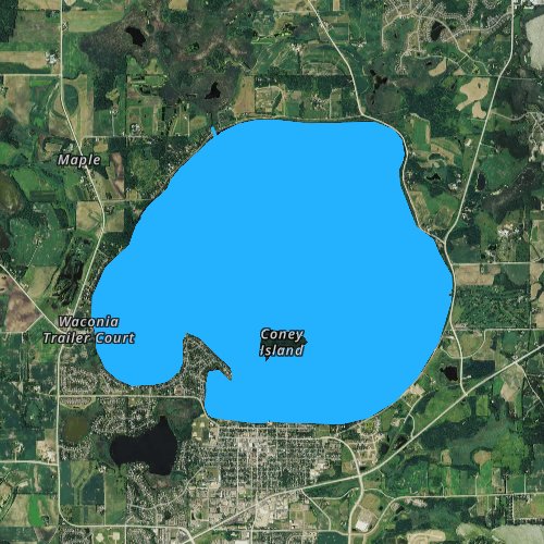Fly fishing map for Lake Waconia, Minnesota