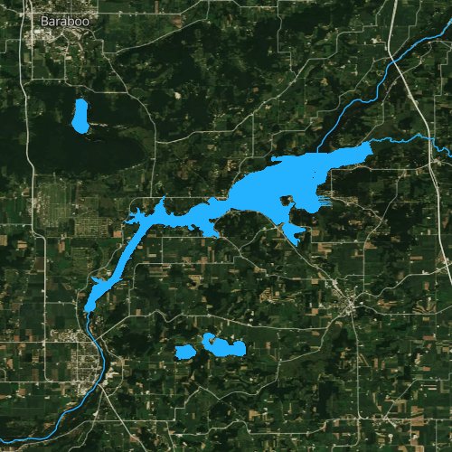 Fly fishing map for Lake Wisconsin, Wisconsin