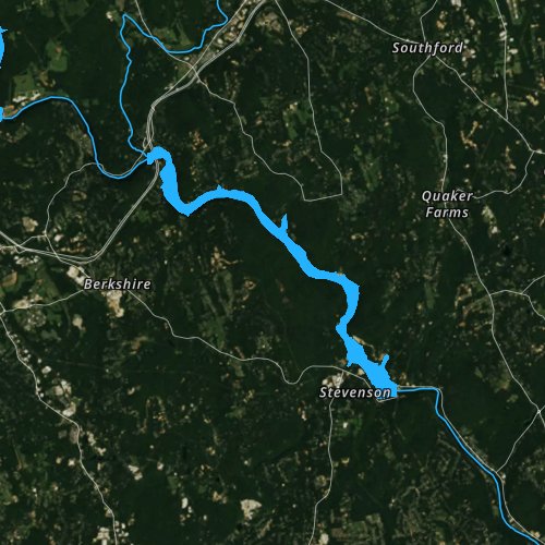 Fly fishing map for Lake Zoar, Connecticut