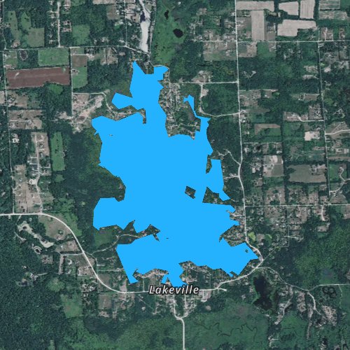 Fly fishing map for Lakeville Lake, Michigan