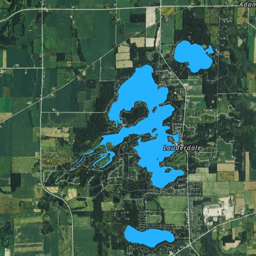 Fly fishing map for Lauderdale Lakes, Wisconsin