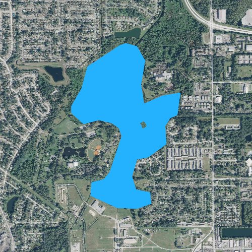 Fly fishing map for Lawne Lake, Florida