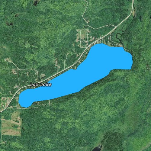 Fly fishing map for Lax Lake, Minnesota