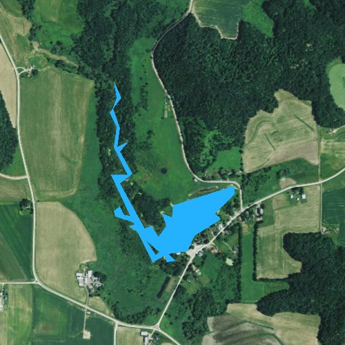 Fly fishing map for Leland Millpond, Wisconsin