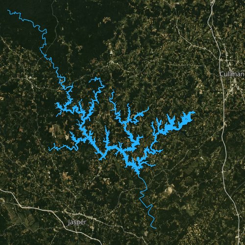Fly fishing map for Lewis Smith Lake, Alabama