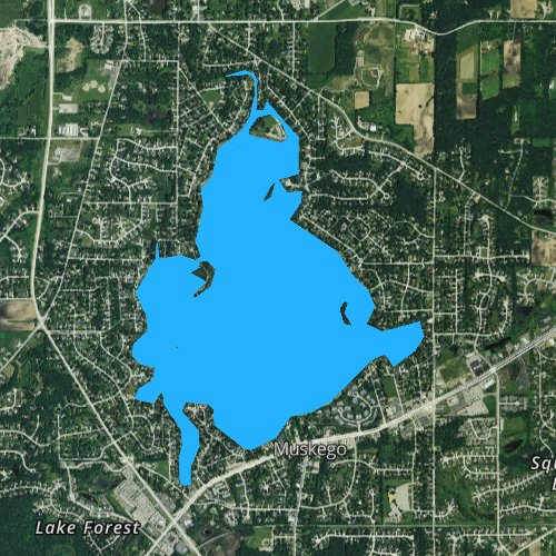 Fly fishing map for Little Muskego Lake, Wisconsin
