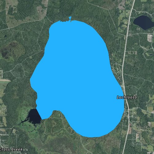 Fly fishing map for Lochloosa Lake, Florida