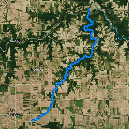 Fly fishing map for Long Creek, Minnesota