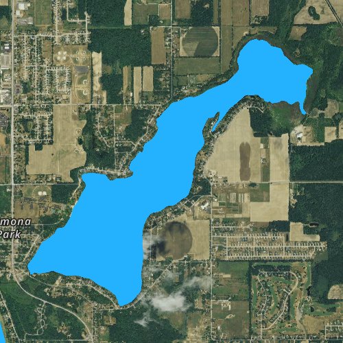 Fly fishing map for Long Lake: Kalamazoo, Michigan
