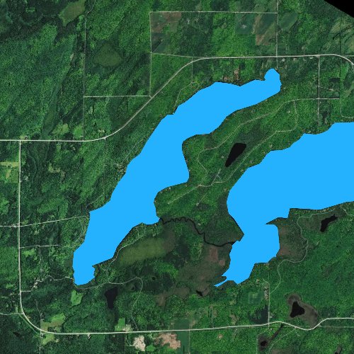 Fly fishing map for Long and Big Sand Lakes 15, Wisconsin