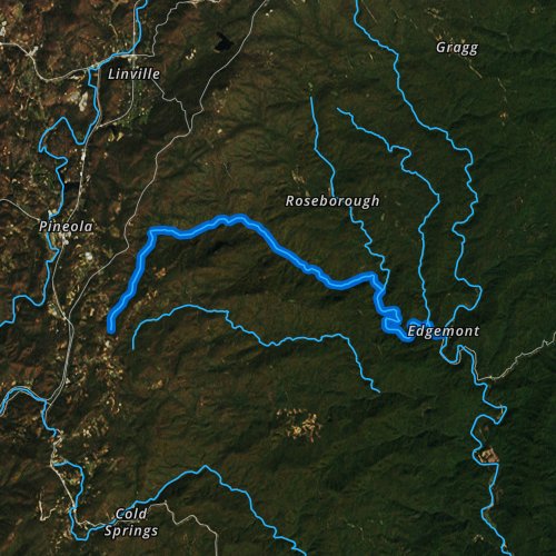 Fly fishing map for Lost Cove Creek, North Carolina