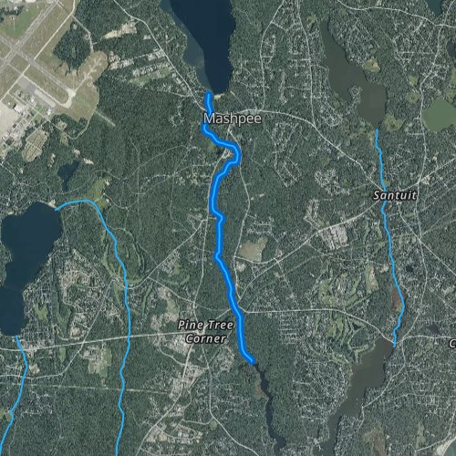 Fly fishing map for Mashpee River, Massachusetts