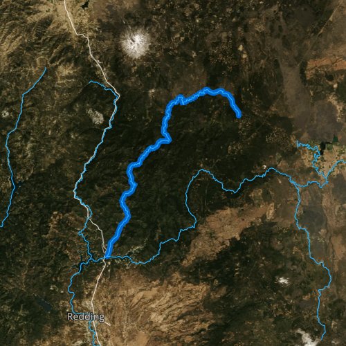 Fly fishing map for McCloud River, California