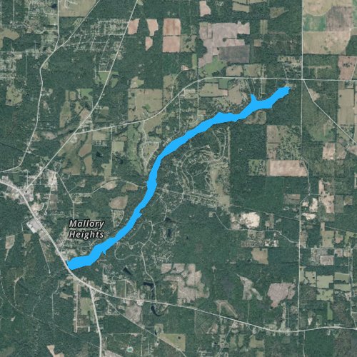 Fly fishing map for Merritts Mill Pond, Florida