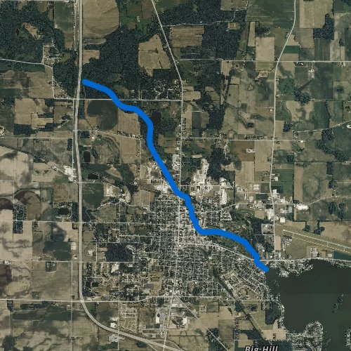 Fly fishing map for Mill Creek, Indiana