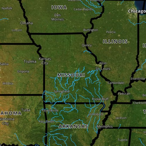 Fly fishing report and map for Missouri.