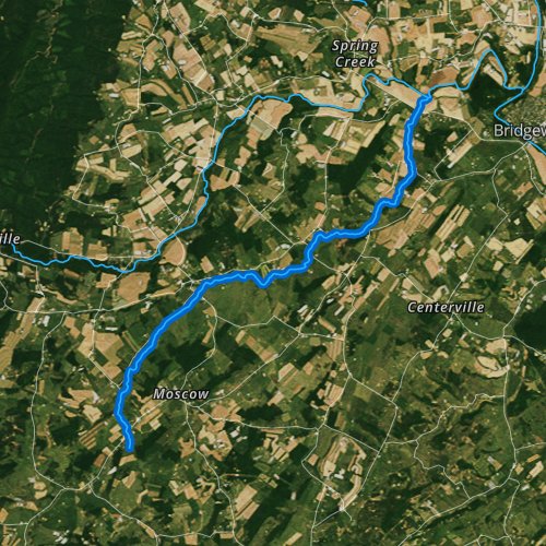 Fly fishing map for Mossy Creek, Virginia