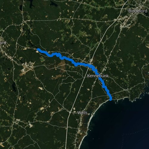 Fly fishing map for Mousam River, Maine
