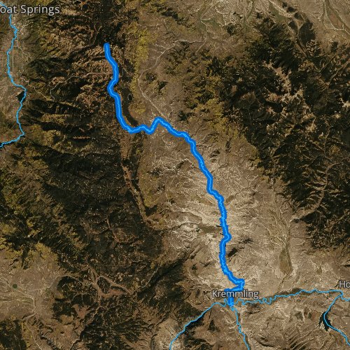 Fly fishing map for Muddy Creek, Colorado