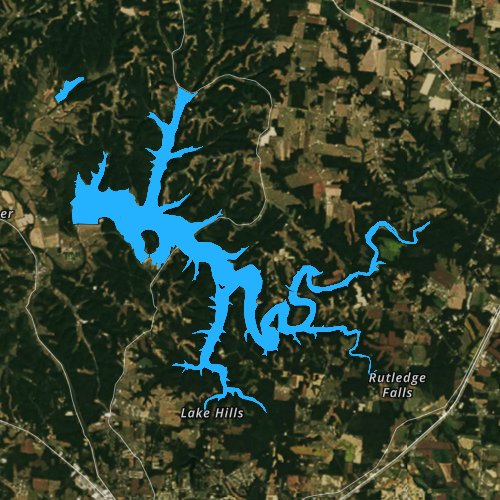 Fly fishing map for Normandy Lake, Tennessee