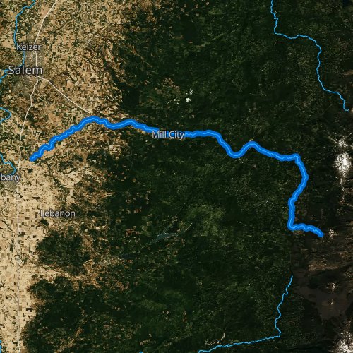 Fly fishing map for North Santiam River, Oregon