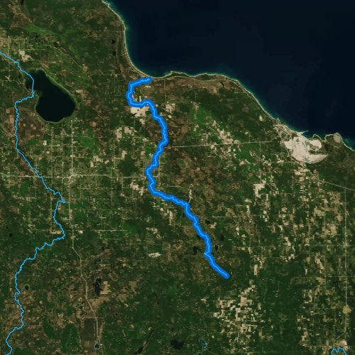 Fly fishing map for Ocqueoc River, Michigan