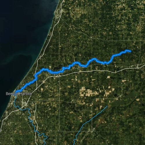 Fly fishing map for Paw Paw River, Michigan