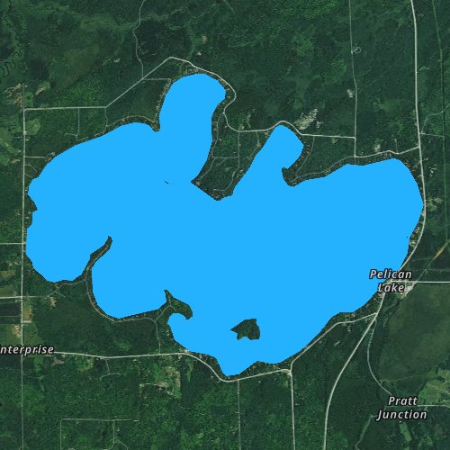 Fly fishing map for Pelican Lake, Wisconsin