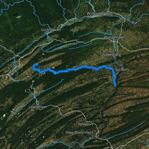 Fly fishing map for Penns Creek, Pennsylvania