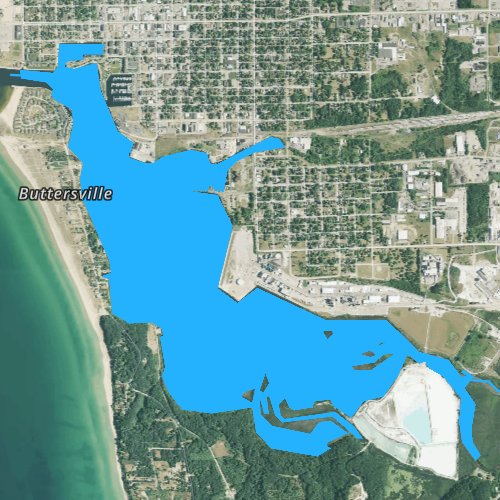 Fly fishing map for Pere Marquette Lake, Michigan