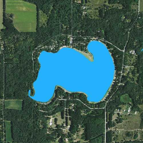 Fly fishing map for Pleasant Lake: Marquette, Wisconsin
