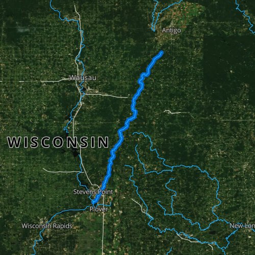 Fly fishing map for Plover River, Wisconsin