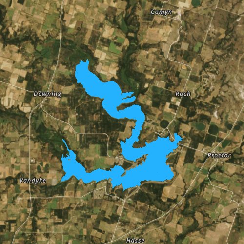 Fly fishing map for Proctor Lake, Texas