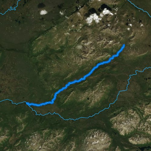 Fly fishing map for Ptarmigan Creek, Alaska