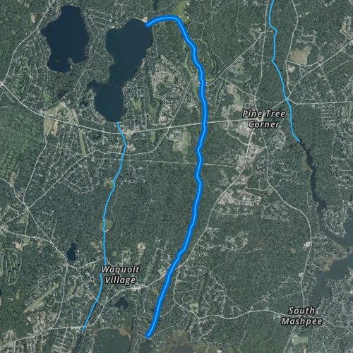 Fly fishing map for Quashnet River, Massachusetts
