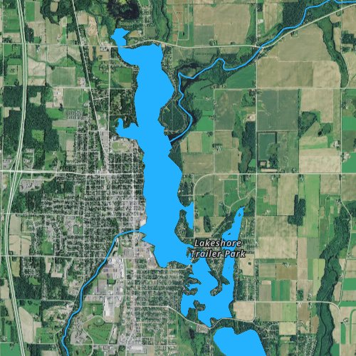 Fly fishing map for Rice Lake 230, Wisconsin