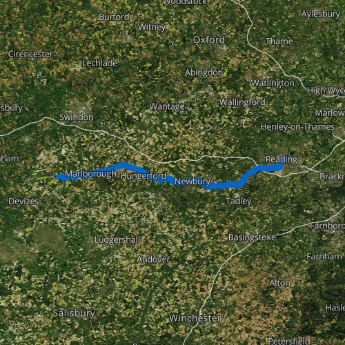 Fly fishing map for River Kennet, England