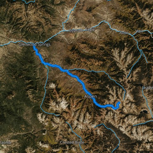 Fly fishing map for Roaring Fork River, Colorado