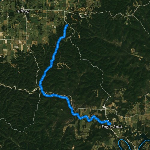 Fly fishing map for Roaring River, Missouri