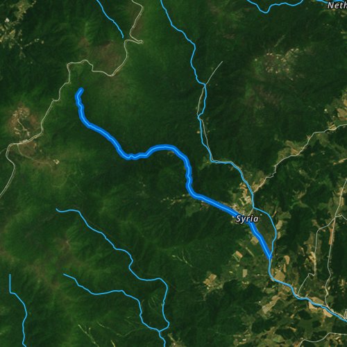 Fly fishing map for Rose River, Virginia