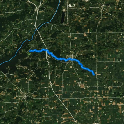 Fly fishing map for Rowan Creek, Wisconsin