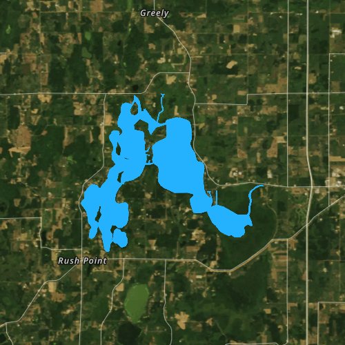 Fly fishing map for Rush Lake, Minnesota