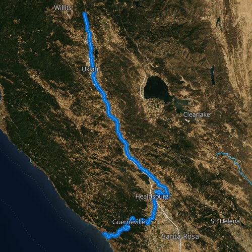 Fly fishing map for Russian River, California
