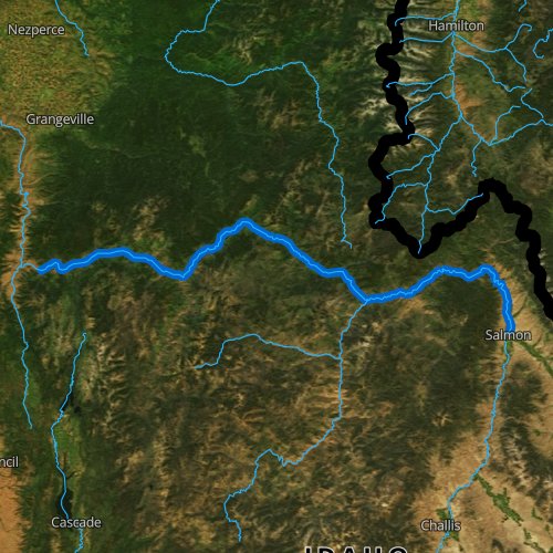 Fly fishing map for Salmon River: Middle, Idaho