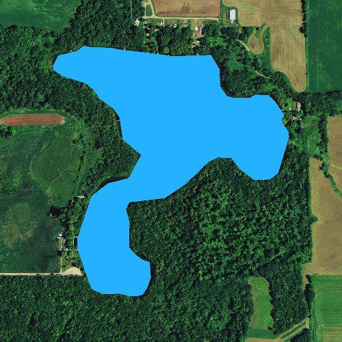 Fly fishing map for School Section Lake: Waupaca, Wisconsin